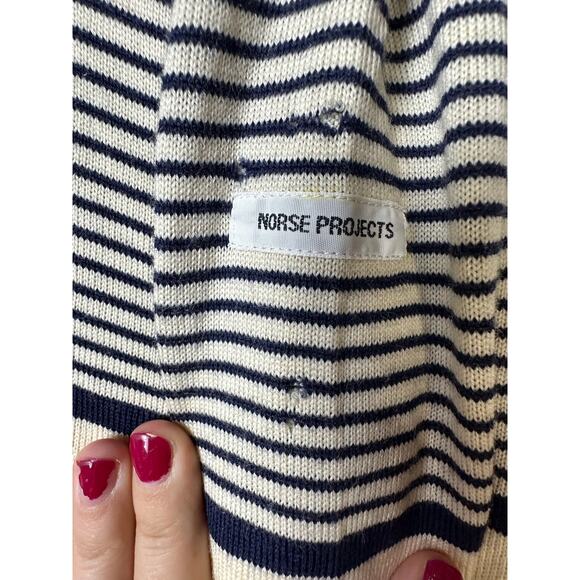 Norse Projects Striped Extra Fine Merino Wool Made in Italy Sweater size Large - Picture 7 of 7